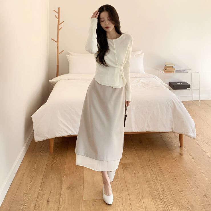 レースセミロングスカート 韓国ファッション | mood in seoul | 詳細画像2 