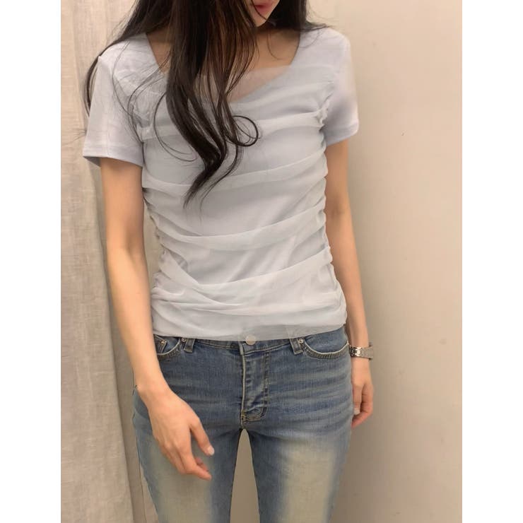 ハートメッシュTシャツ 韓国ファッション | mood in seoul | 詳細画像1 