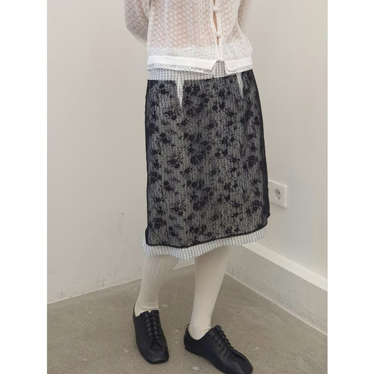 レースチェックスカート 韓国ファッション | mood in seoul | 詳細画像3 