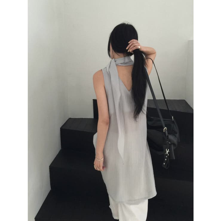スカーフレイヤードワンピース 韓国ファッション | mood in seoul | 詳細画像3 