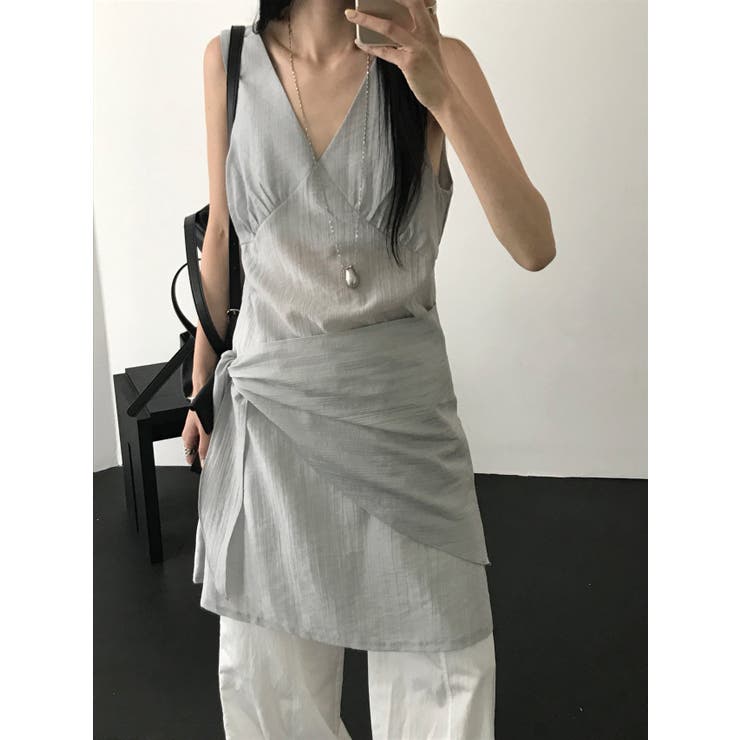 スカーフレイヤードワンピース 韓国ファッション | mood in seoul | 詳細画像4 