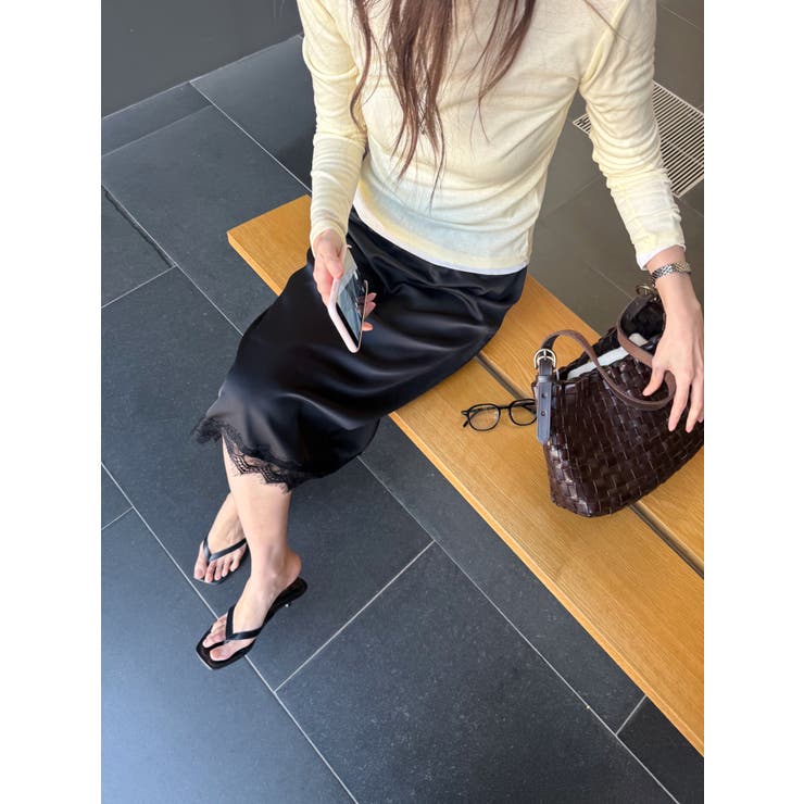 サテンナロースカート 韓国ファッション | mood in seoul | 詳細画像3 