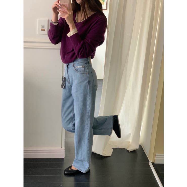 ストライプデニムパンツ 韓国ファッション | mood in seoul | 詳細画像4 