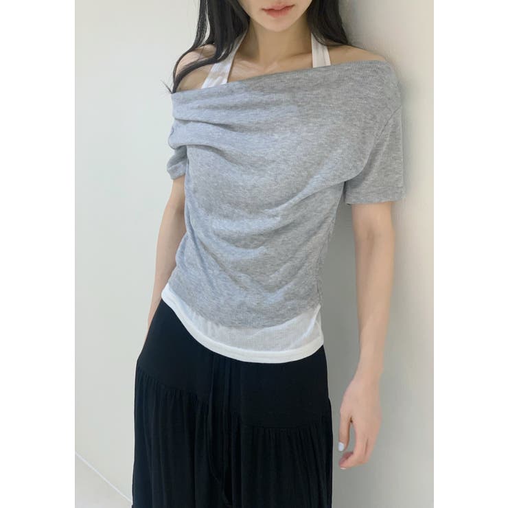 ホルターネックドレープＴシャツセット　韓国ファッション | mood in seoul | 詳細画像6 