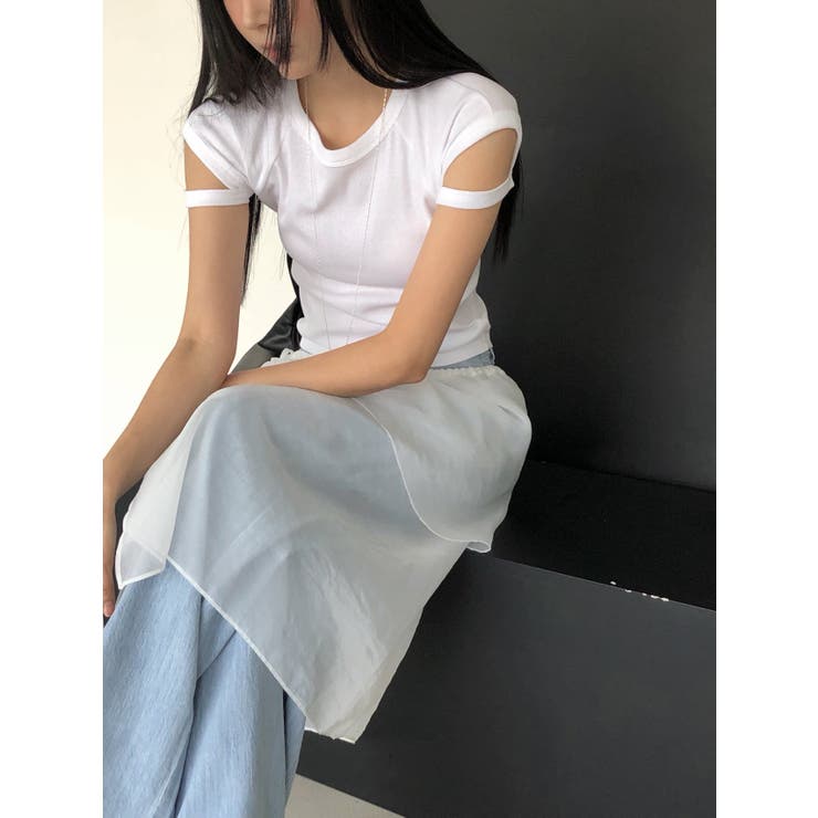 スリットディテール半袖Ｔシャツ　韓国ファッション | mood in seoul | 詳細画像2 