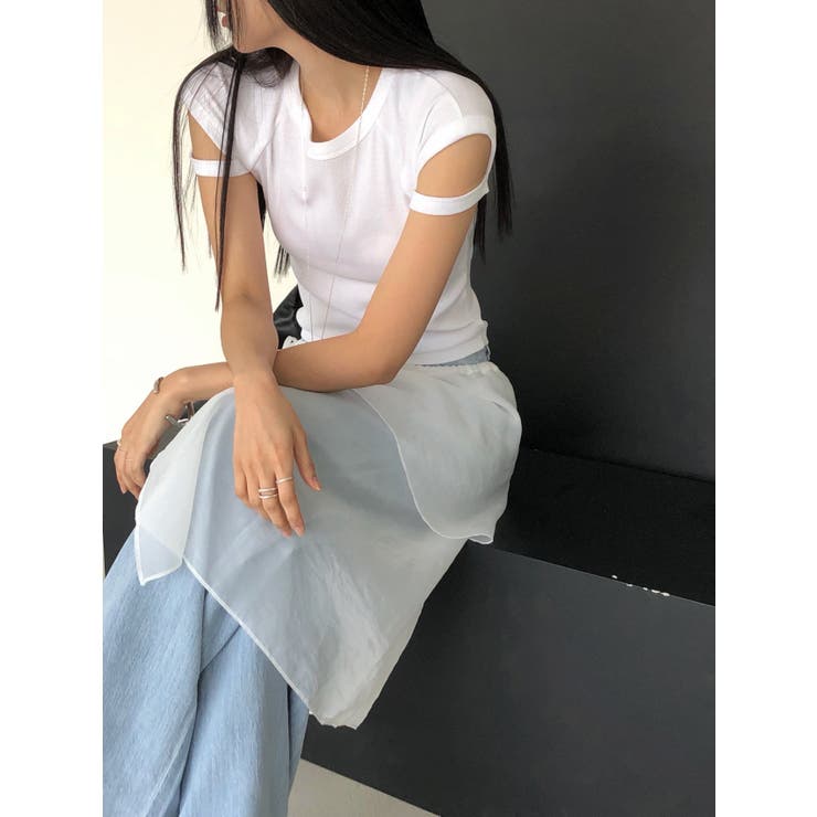スリットディテール半袖Ｔシャツ　韓国ファッション | mood in seoul | 詳細画像4 