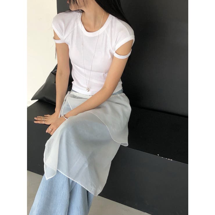スリットディテール半袖Ｔシャツ　韓国ファッション | mood in seoul | 詳細画像3 