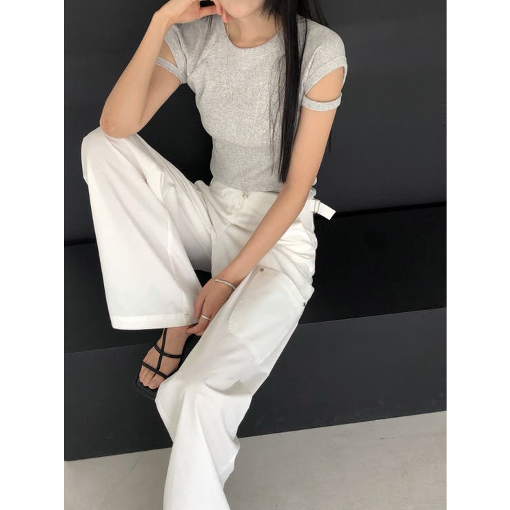 スリットディテール半袖Ｔシャツ　韓国ファッション | mood in seoul | 詳細画像7 