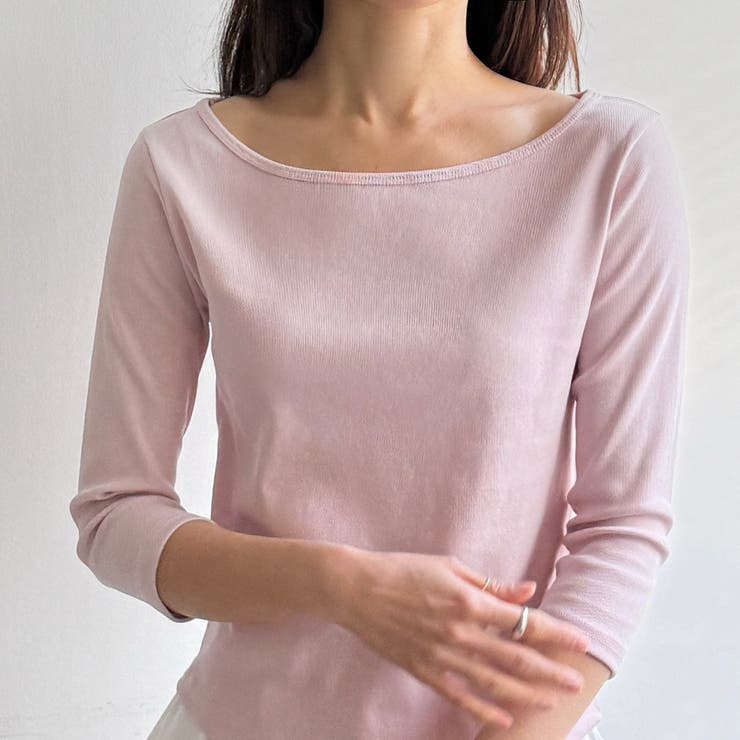 ボートネック7分袖Ｔシャツ 韓国ファッション | mood in seoul | 詳細画像4 