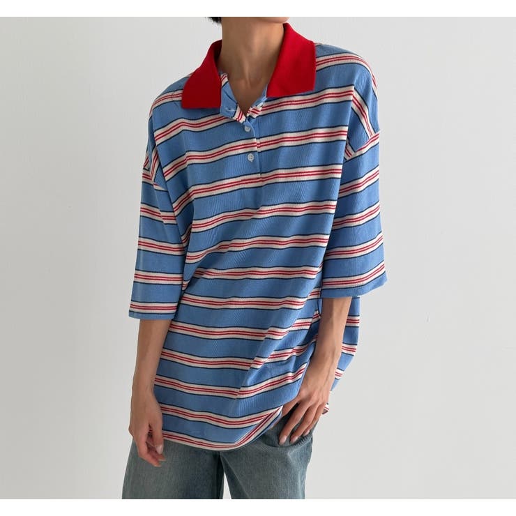 ストライプラグビーＴシャツ　韓国ファッション | mood in seoul | 詳細画像8 