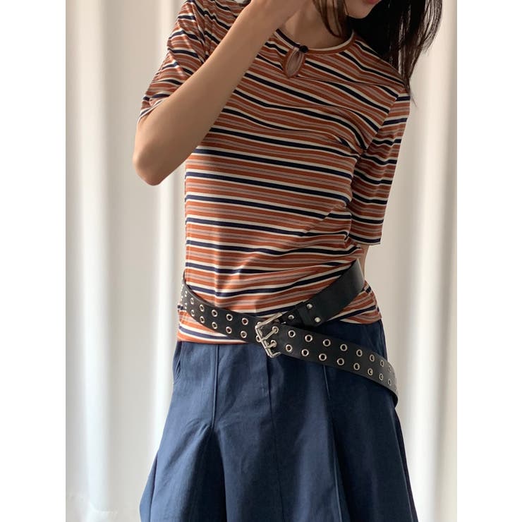 ストライプボタンＴシャツ　韓国ファッション | mood in seoul | 詳細画像3 