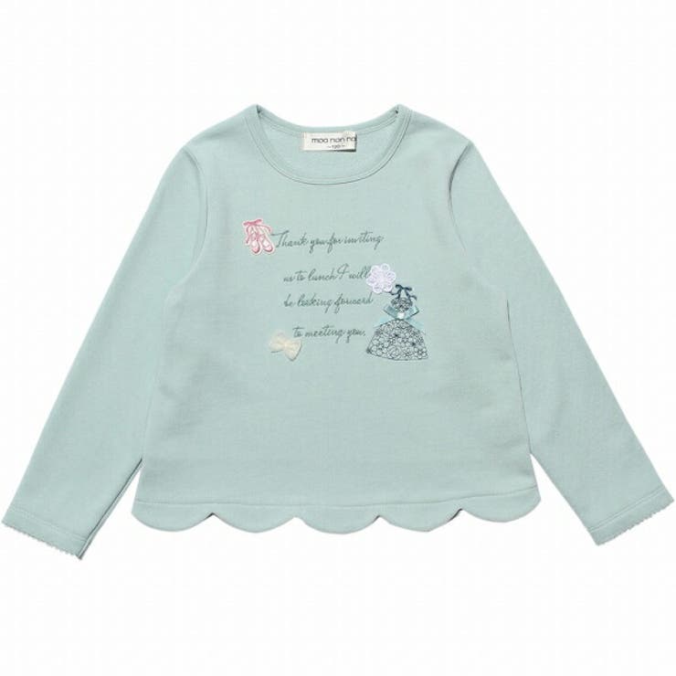 普段着通学着バレエ＆お花＆リボンモチーフ付き裾スカラップ裏毛