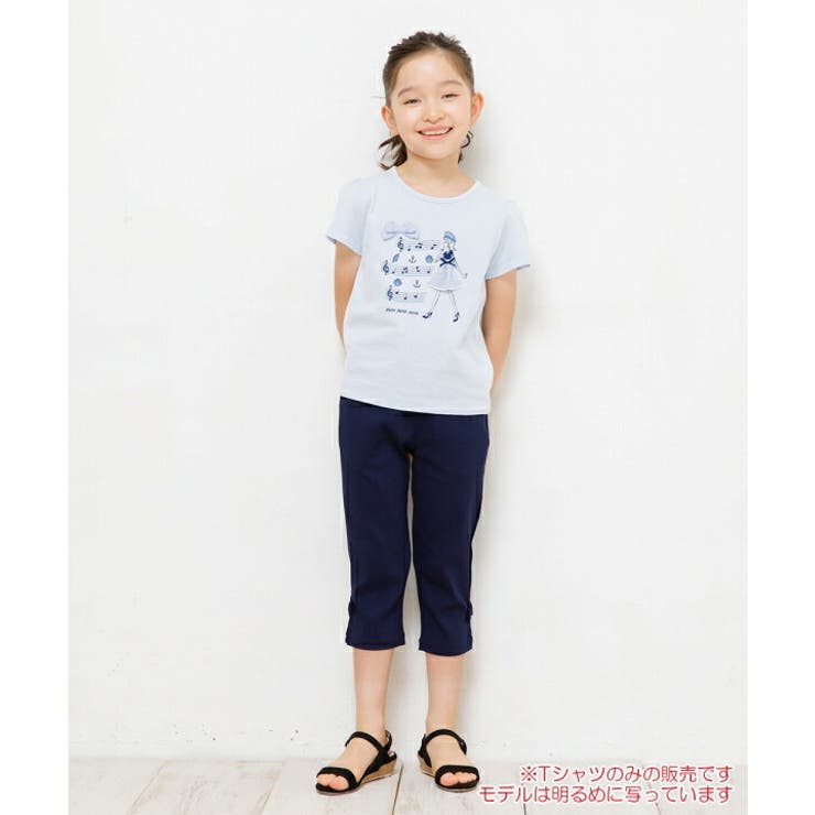 普段着通学着綿100％リボン付き音符＆女の子モチーフ