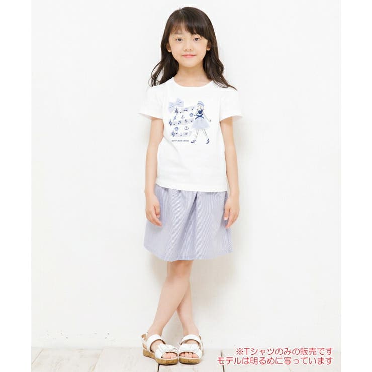 普段着通学着綿100％リボン付き音符＆女の子モチーフ
