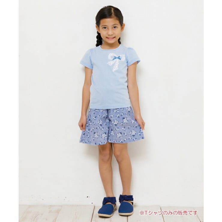 普段着通学着綿100％お花プリントリボンモチーフ付き