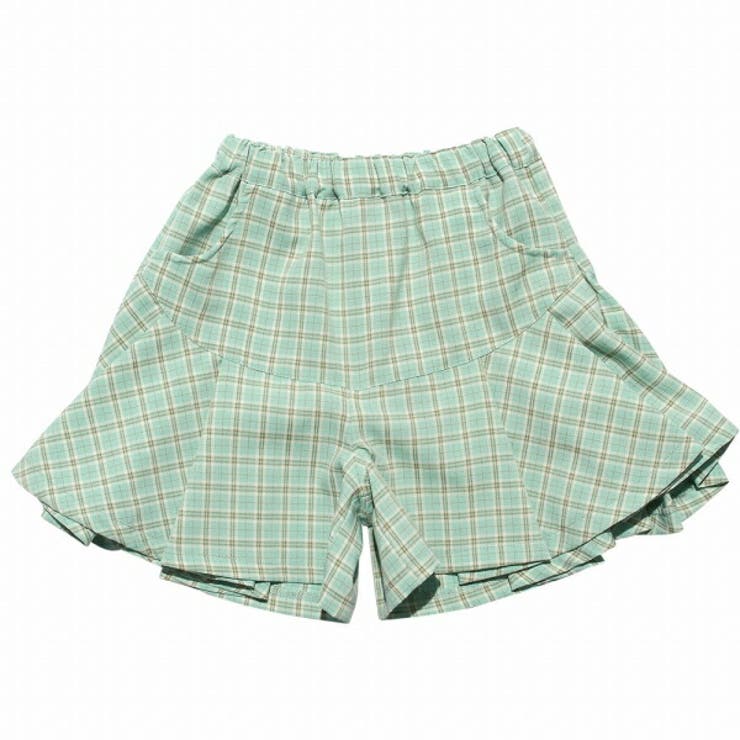 普段着通学着チェック柄プリーツ風キュロットパンツ