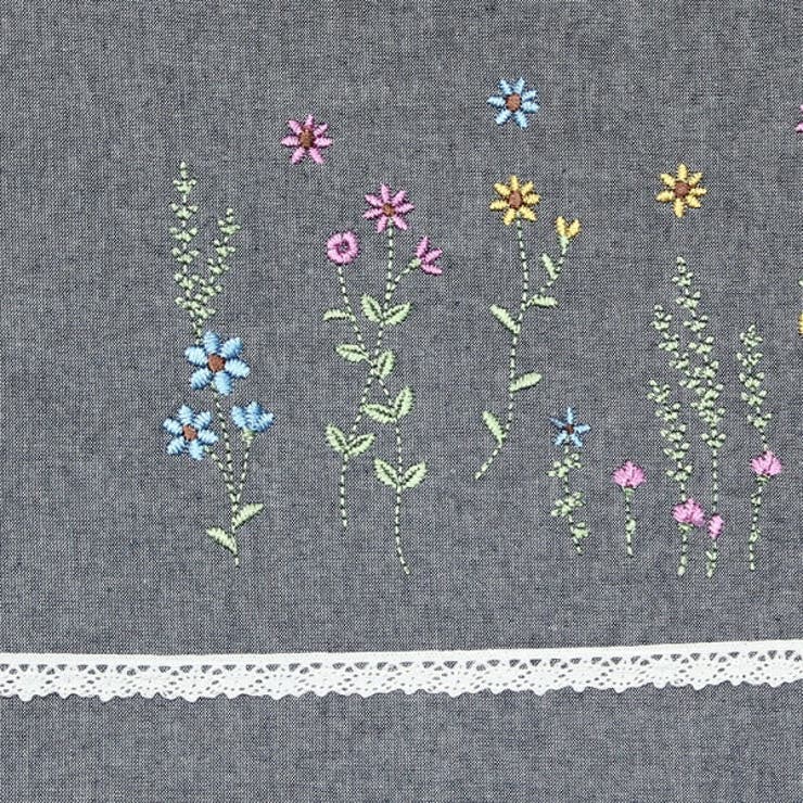 通学通園ダンガリーお花刺繍お稽古トートバッグ