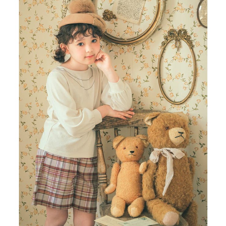 子供服 女の子 キュロット 秋冬 膝丈 子ども服 キッズ 服 ジュニア スクール チェック 柄 キュロットパンツ ポケット ウエストゴム ベージュ