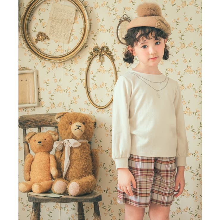 子供服 女の子 キュロット 秋冬 膝丈 子ども服 キッズ 服 ジュニア スクール チェック 柄 キュロットパンツ ポケット ウエストゴム ベージュ