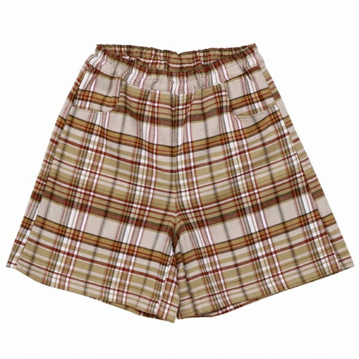 子供服 女の子 キュロット 秋冬 膝丈 子ども服 キッズ 服 ジュニア スクール チェック 柄 キュロットパンツ ポケット ウエストゴム ベージュ