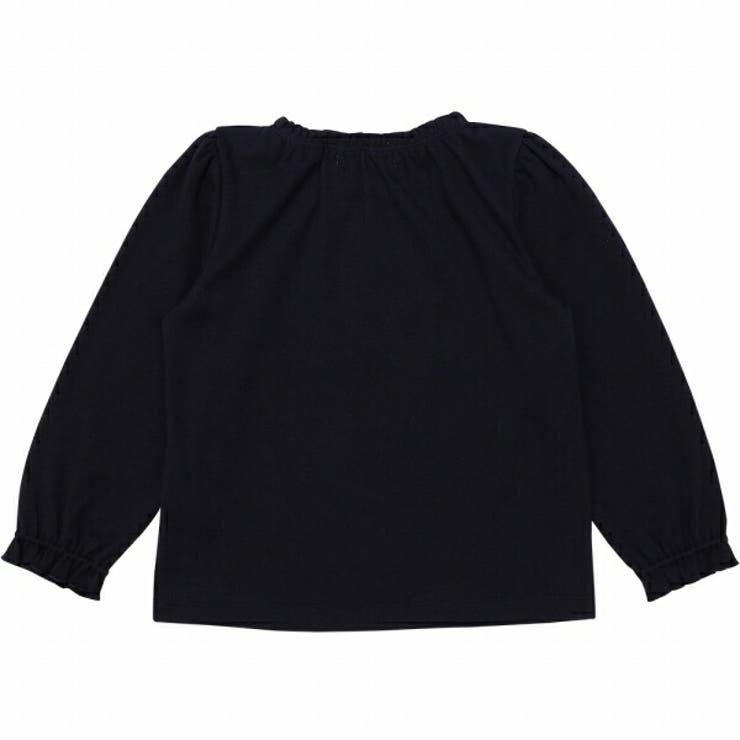 子供服 女の子 Tシャツ 秋冬 長袖 子供 こども 子ども キッズ ジュニア トップス カットソー ティーカップ スイーツ ロゴ 刺繍 フリル リボン