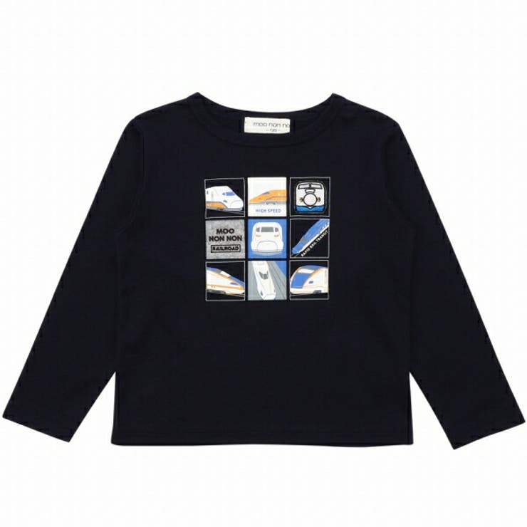 子供服 男の子 Tシャツ 秋冬 長袖 男児 おとこのこ ボーイズ ベビー 子ども こども服 キッズ 電車 乗り物 プリント 長そで カットソー レッド ネイビー