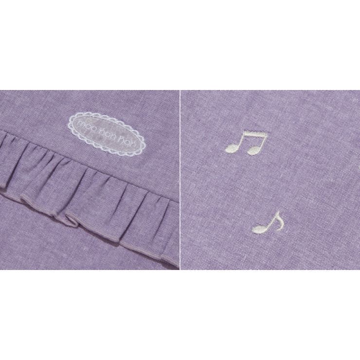 通園通学習い事ダンガリーロゴ入り音符楽器巾着タイプフリル付きシューズバッグ