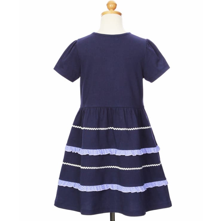 綿100％コットンワンピフリルギャザー半そでドッキングワンピース子ども服こども