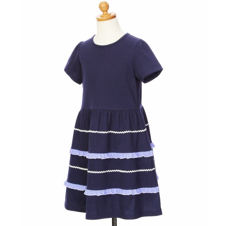 綿100％コットンワンピフリルギャザー半そでドッキングワンピース子ども服こども
