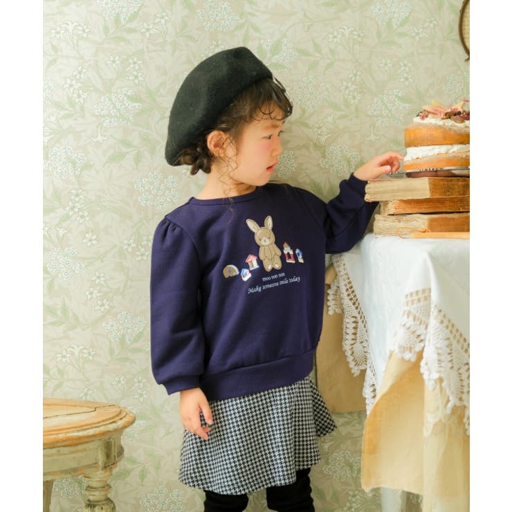 子供服 女の子 トレーナー 秋冬 長袖 子ども ベビー 通園 通学 デイリー お出かけ カジュアル キュート ガーリー ワッペン イエロー ネイビー 80cm 90cm 100cm 110cm 120cm 1歳 2歳 3歳 4歳 5歳 6歳 7歳 8歳 【むーのんのん moononnon】