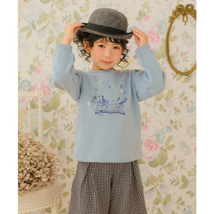 子供服 女の子 トレーナー 秋冬 長袖 裏毛 おしゃれ リボン 音符 刺繍 リボン ラインストーン アイボリー ブルー 80cm 90cm 100cm 110cm 120cm 130cm 140cm 150cm 160cm 1歳 2歳 3歳 4歳 5歳 6歳 7歳 8歳 9歳 10歳 11歳 12歳 13歳 【むーのんのん moononnon】