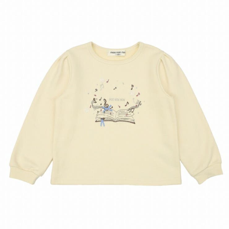 子供服 女の子 トレーナー 秋冬 長袖 裏毛 おしゃれ リボン 音符 刺繍 リボン ラインストーン アイボリー ブルー 80cm 90cm 100cm 110cm 120cm 130cm 140cm 150cm 160cm 1歳 2歳 3歳 4歳 5歳 6歳 7歳 8歳 9歳 10歳 11歳 12歳 13歳 【むーのんのん moononnon】