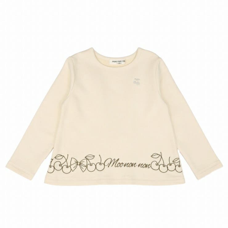 子供服 女の子 トレーナー 秋冬 長袖 ベビー キッズ ジュニア おんなのこ 普段着 お出かけ着 さくらんぼ リボン 刺繍 ブラック アイボリー 90cm 100cm 110cm 120cm 130cm 140cm 150cm 160cm 2歳 3歳 4歳 5歳 6歳 7歳 8歳 9歳 10歳 11歳 12歳 13歳 【むーのんのん moononnon】