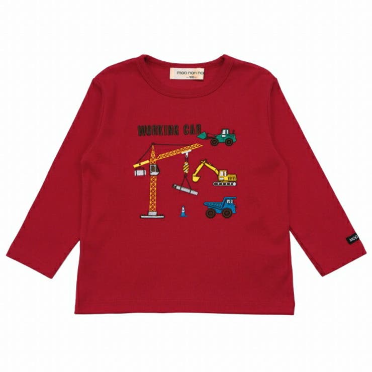 子供服 男の子 Tシャツ 秋冬 長袖 こども服 ベビー キッズ 乗り物 刺繍 普段着 お出かけ レッド オフホワイト 80cm 90cm 100cm 110cm 120cm 130cm 1歳 2歳 3歳 4歳 5歳 6歳 7歳 8歳 9歳 10歳 【むーのんのん moononnon】