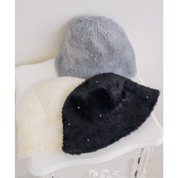 WHT2 | パール付きシャギーハット | RETRO GIRL