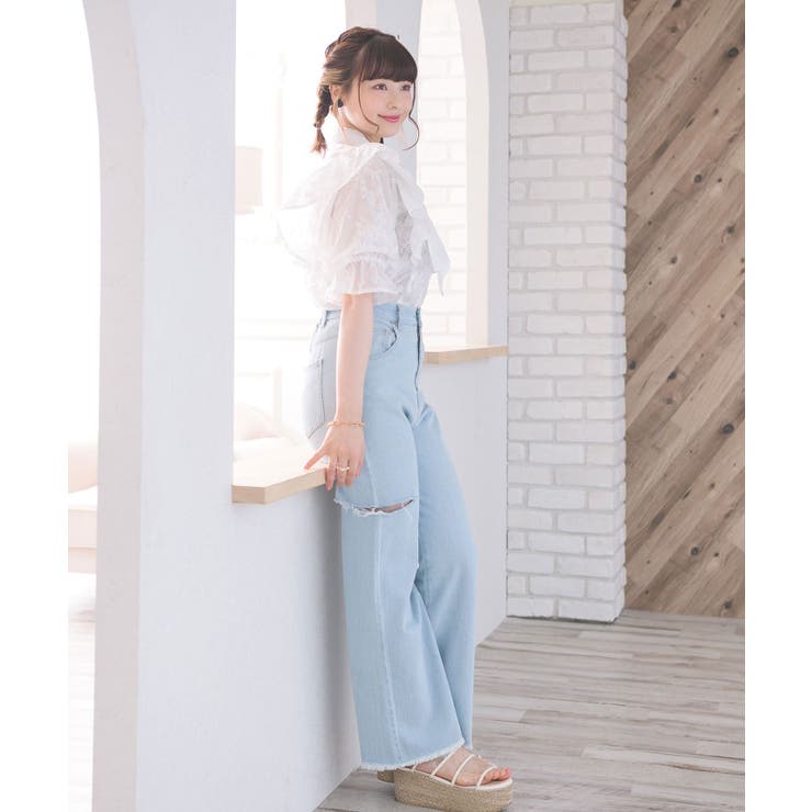 ダメージデニムPT[品番：RTGW0005656]｜RETRO GIRL（レトロ
