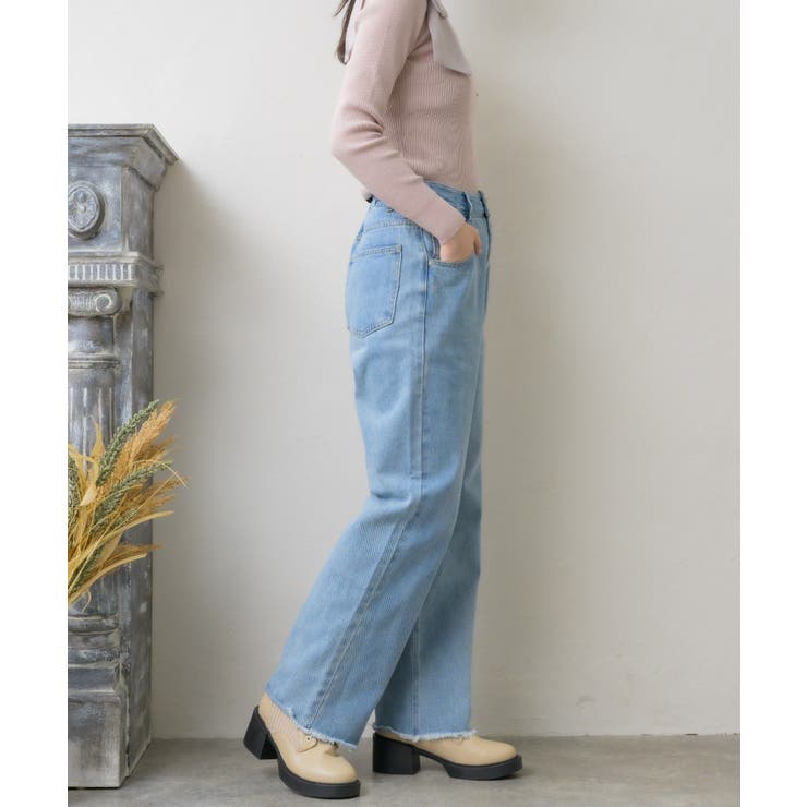 うしろポケ刺繍デニムPT デニムパンツ ストレート[品番