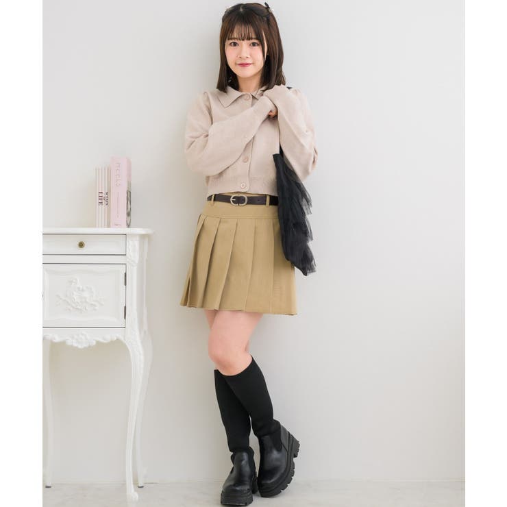 ベルト付きパイピングミニスカートジャケットセット ベルト付切替プリーツミニSK|ems excite | RETRO GIRL ONLINE