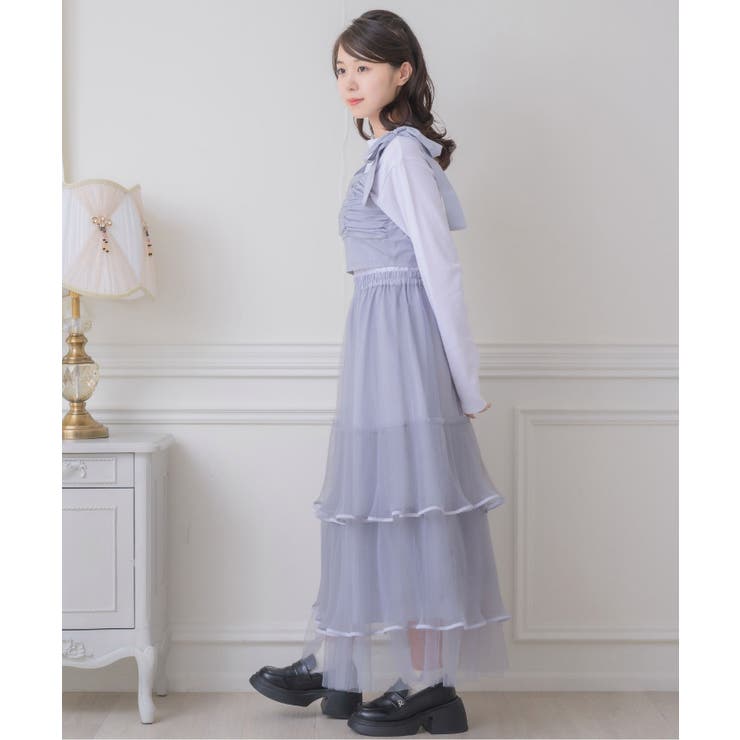 プリーツチュールSK チュールスカート ティアードスカート[品番 プリーツチュールSK チュールスカート ティアードスカート[品番