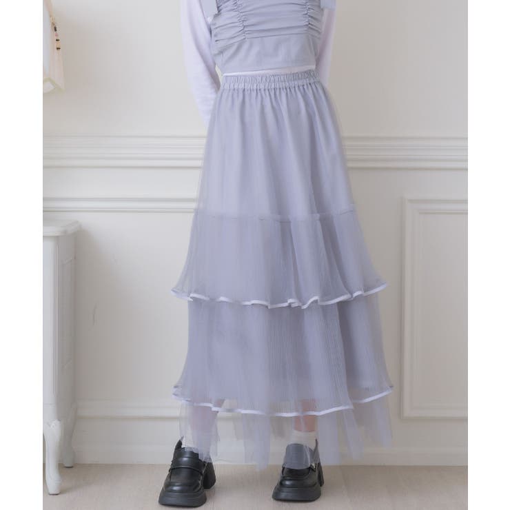 BLU0 | プリーツチュールSK 【Emsexcite】チュールスカート ティアードスカート | RETRO GIRL