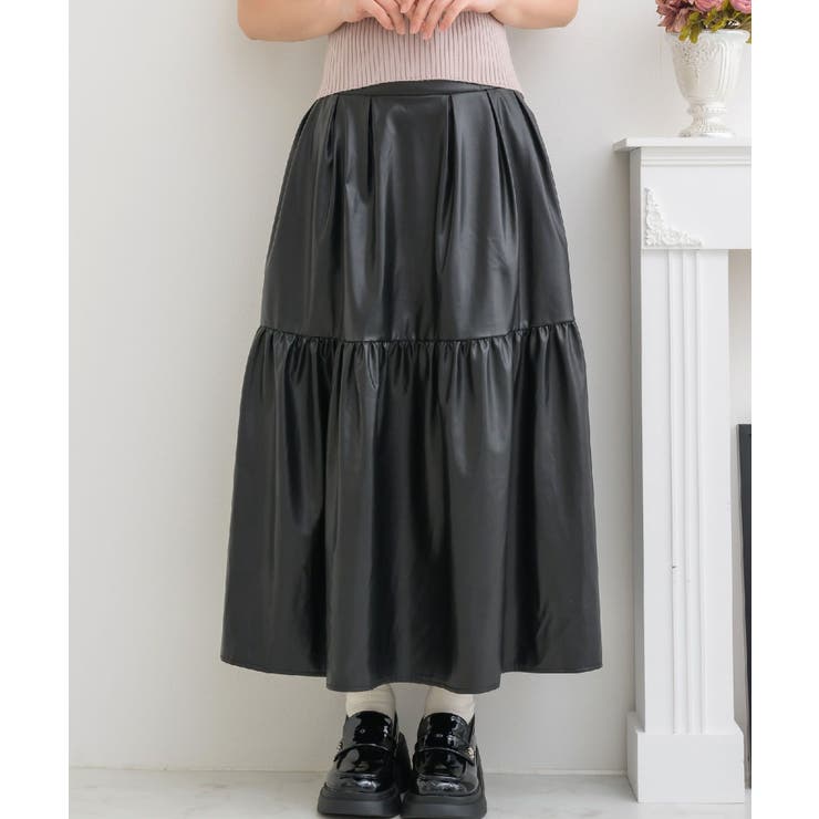 BLK1 | レザーハイウエストフレアSK 【Emsexcite】ハイウエスト フレアスカート | RETRO GIRL