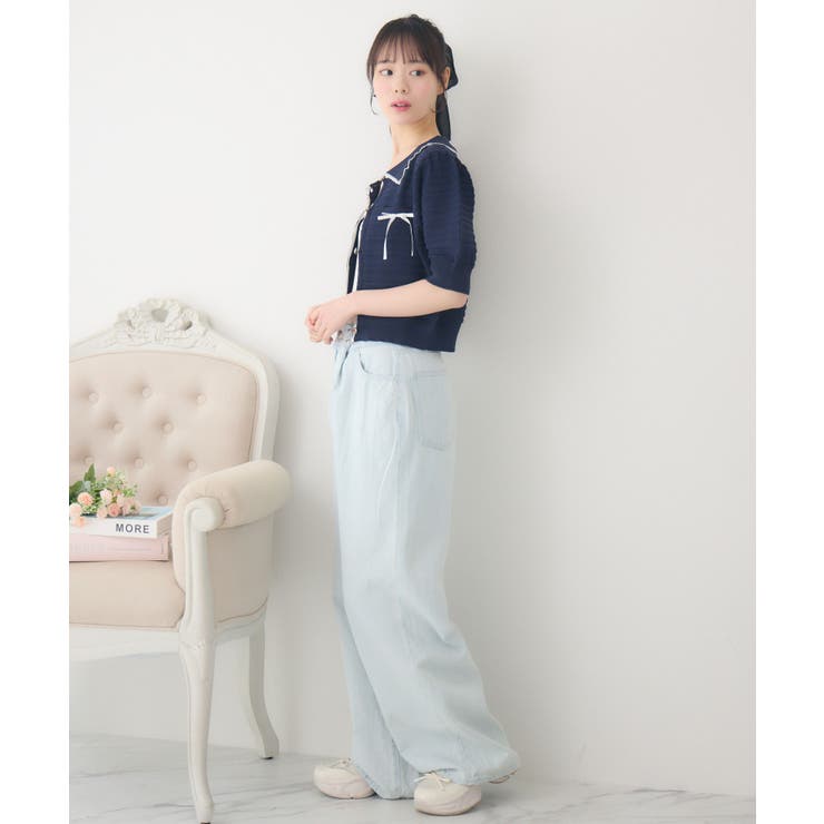 レトロPOP　vintage風　デニム＆ボンボン　ミニヘアークリップ2個セット 同色 2個セット ヘアクリップ ミニクリップ | ヘアー