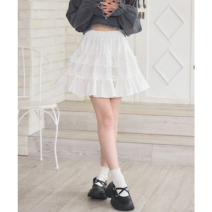cfierce ミニスカート　y2kギャル ギャザーフリルミニSK[品番：RTGW0008634]｜RETRO GIRL（レトロガール
