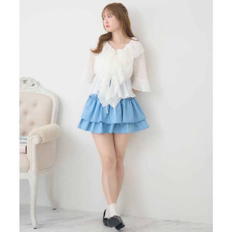 【新色追加】ギャザー2段フレアミニSK | RETRO GIRL | 詳細画像40 