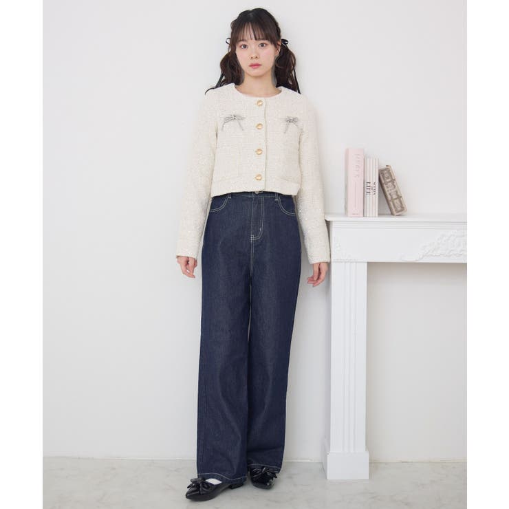 アールイードット 刺繍デニム ホワイト アールイードット 刺繍デニム