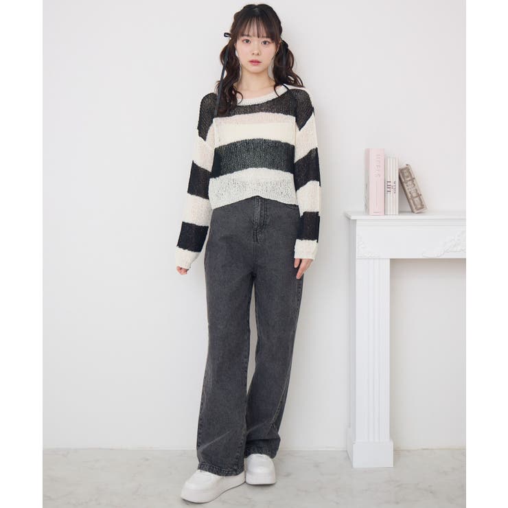 ステッチ刺繍デニムPT[品番：RTGW0008728]｜RETRO GIRL（レトロ