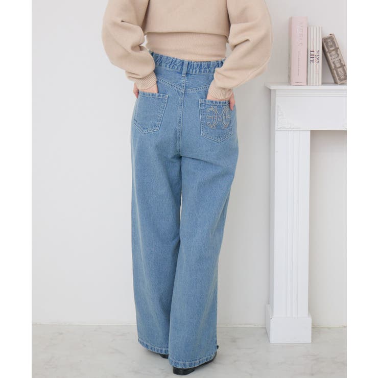 ステッチ刺繍デニムPT[品番：RTGW0008728]｜RETRO GIRL（レトロ