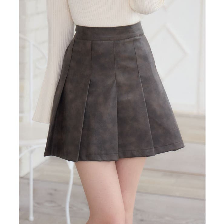 P/BRN | ヴィンテージFレザーミニSK | RETRO GIRL