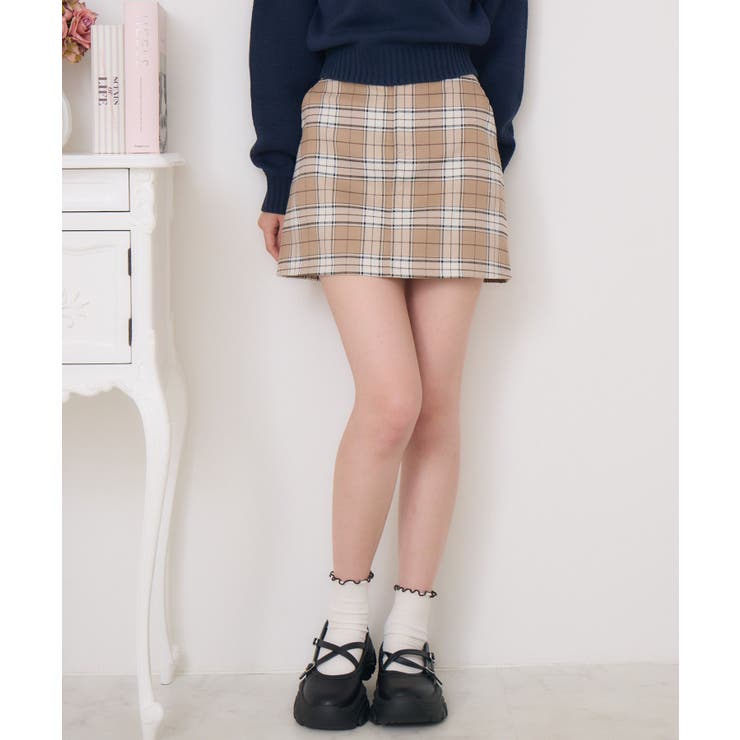 チェック台形ミニSK[品番：RTGW0008445]｜RETRO GIRL（レトロガール