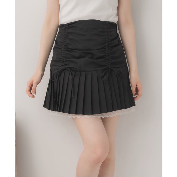 BLK1 | シャーリングプリーツミニSK | RETRO GIRL